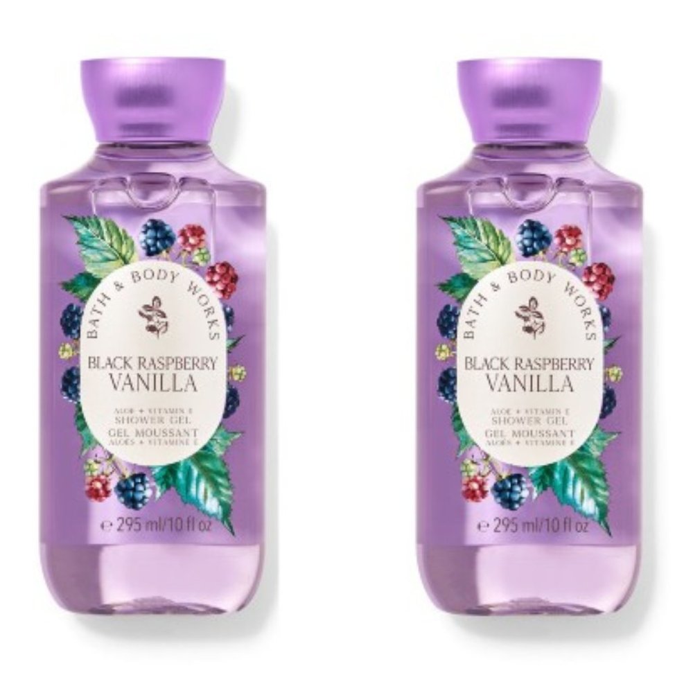 BATH & BODY WORKS BLACK RASPBERRY VANILLA SHOWER GEL SET OF TWO LOT OF 2 NEW! - Picture 1 of 3